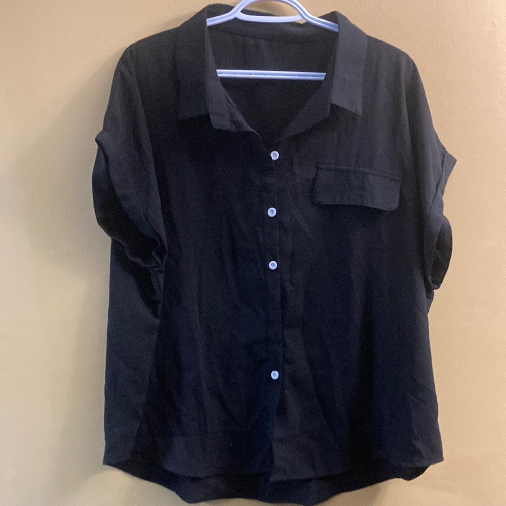 Shein black button up blouse